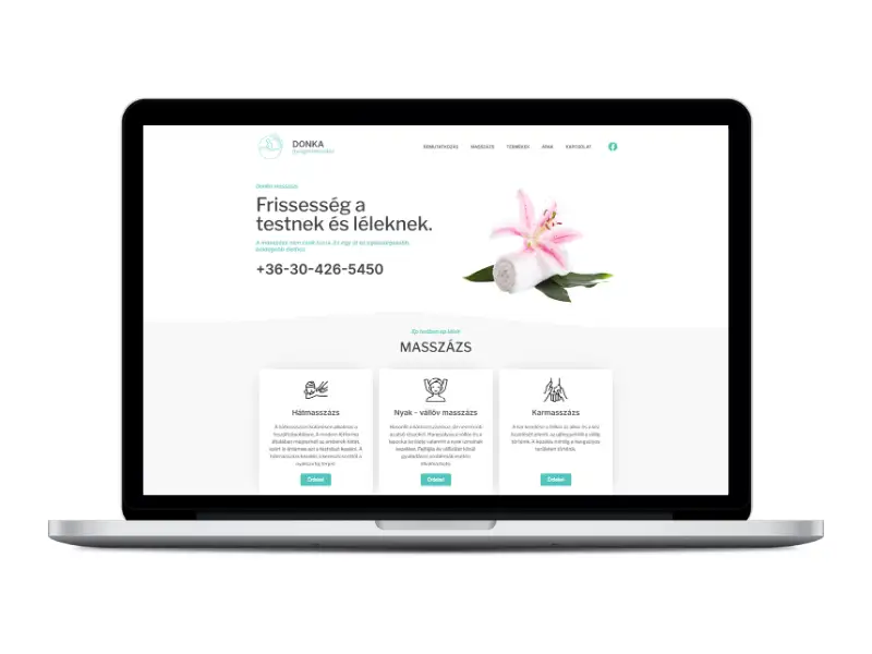 Donka Masszázs weboldal, helyi SEO és Meta hirdetés